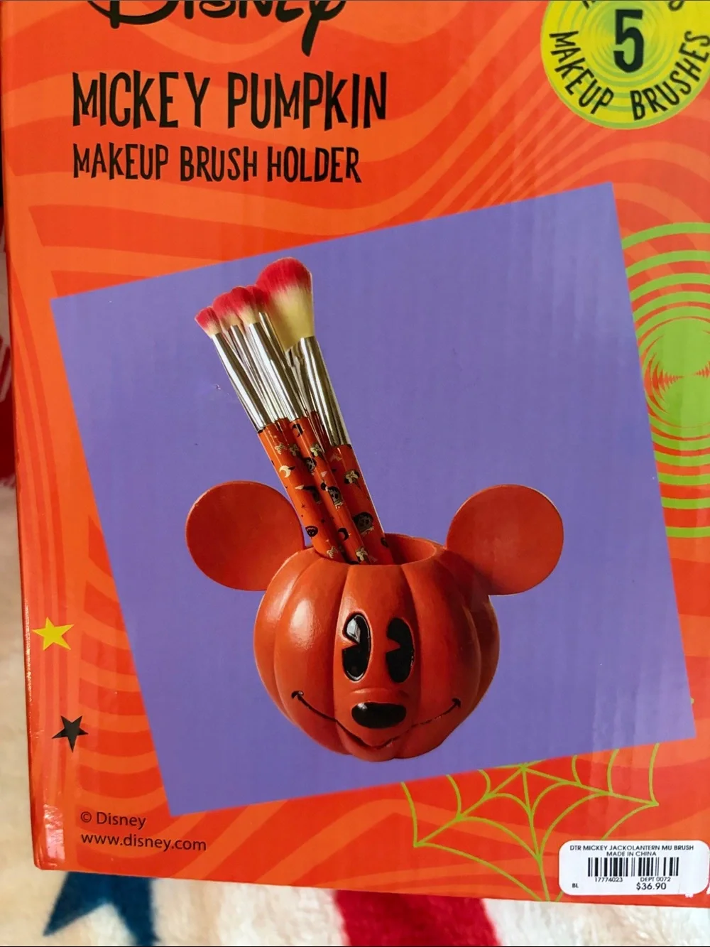 Disney Orange Mickey Pumpkin Makeup Brush Holder